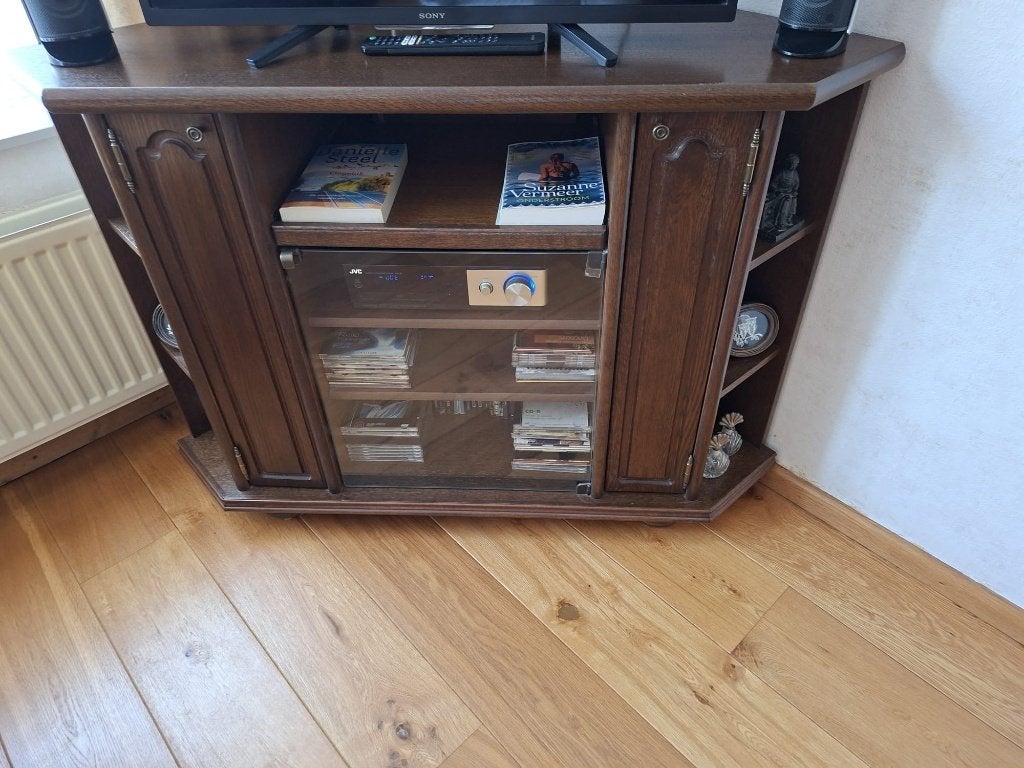 Tv meubel, Ophalen, Gebruikt, 100 tot 150 cm, Eikenhout