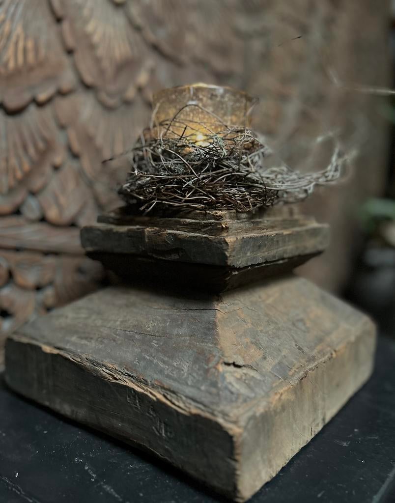 Oude houten poer zonder accessoires sober sleets imperfect, Antiek en Kunst, Ophalen of Verzenden
