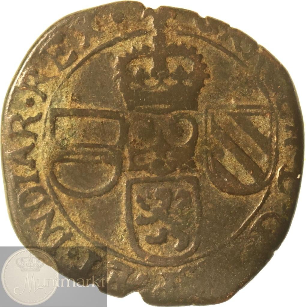 Brugge - Oord 1685 over 1679 jaartalwijziging - Karel II, Postzegels en Munten, Munten | Nederland, Ophalen of Verzenden, Vóór koninkrijk