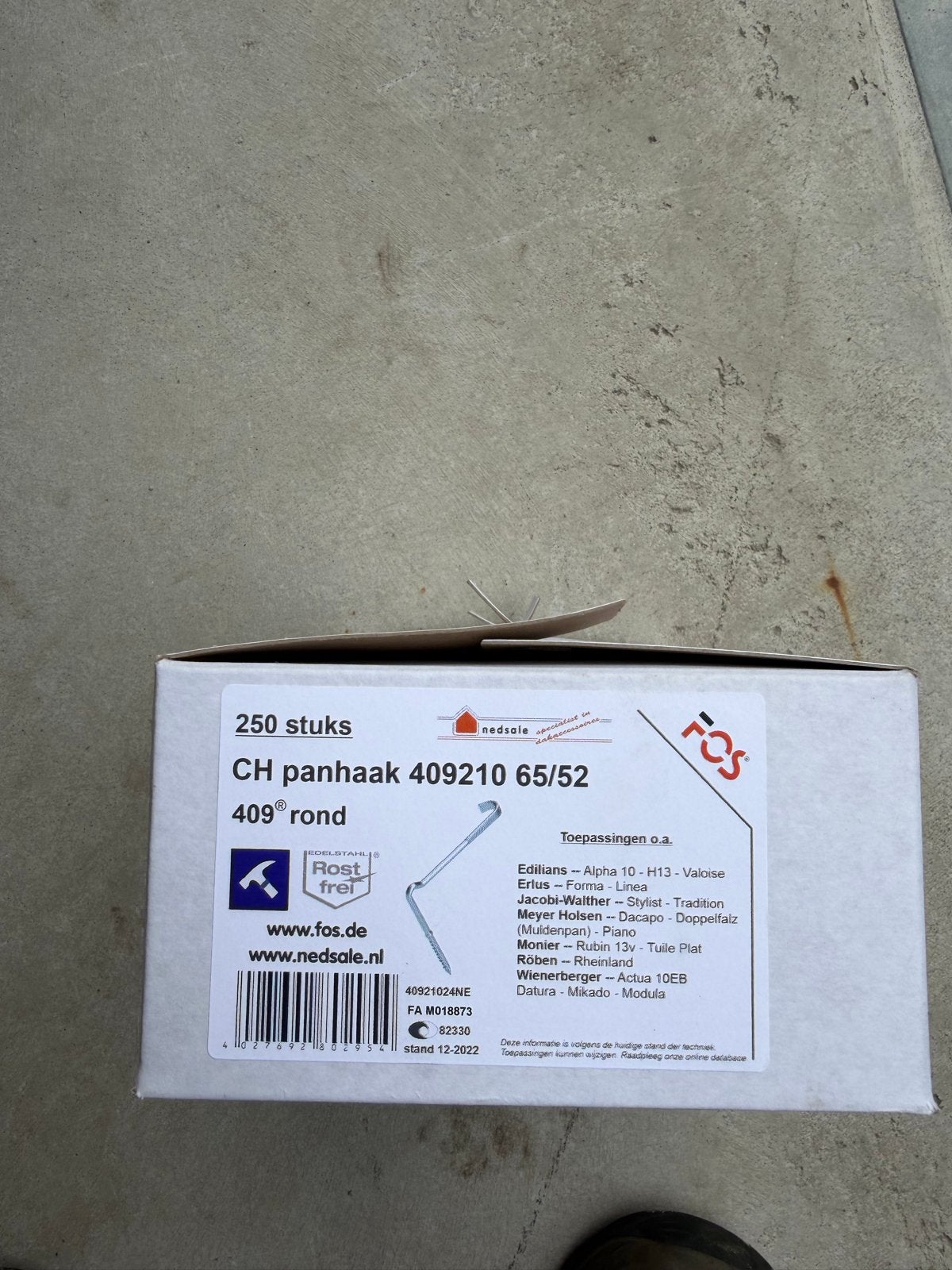 5 Doosjes Nieuwe CH Panhaken 409210 65/52 RVS, 50 tot 100 mm, Overige typen, Nieuw, Ophalen of Verzenden