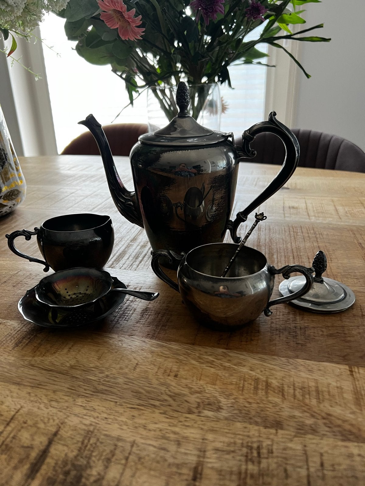 Vintage Verzilverde Theeset - 4-delig, Ophalen of Verzenden