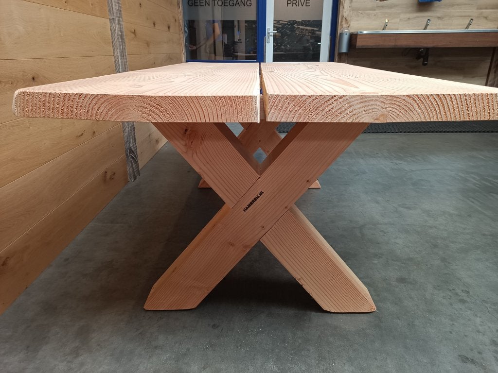 Douglas 6 cm dikke kruispoot tafel boomstamtafel, Niet ingevuld, Niet ingevuld, Nieuw, Ophalen of Verzenden