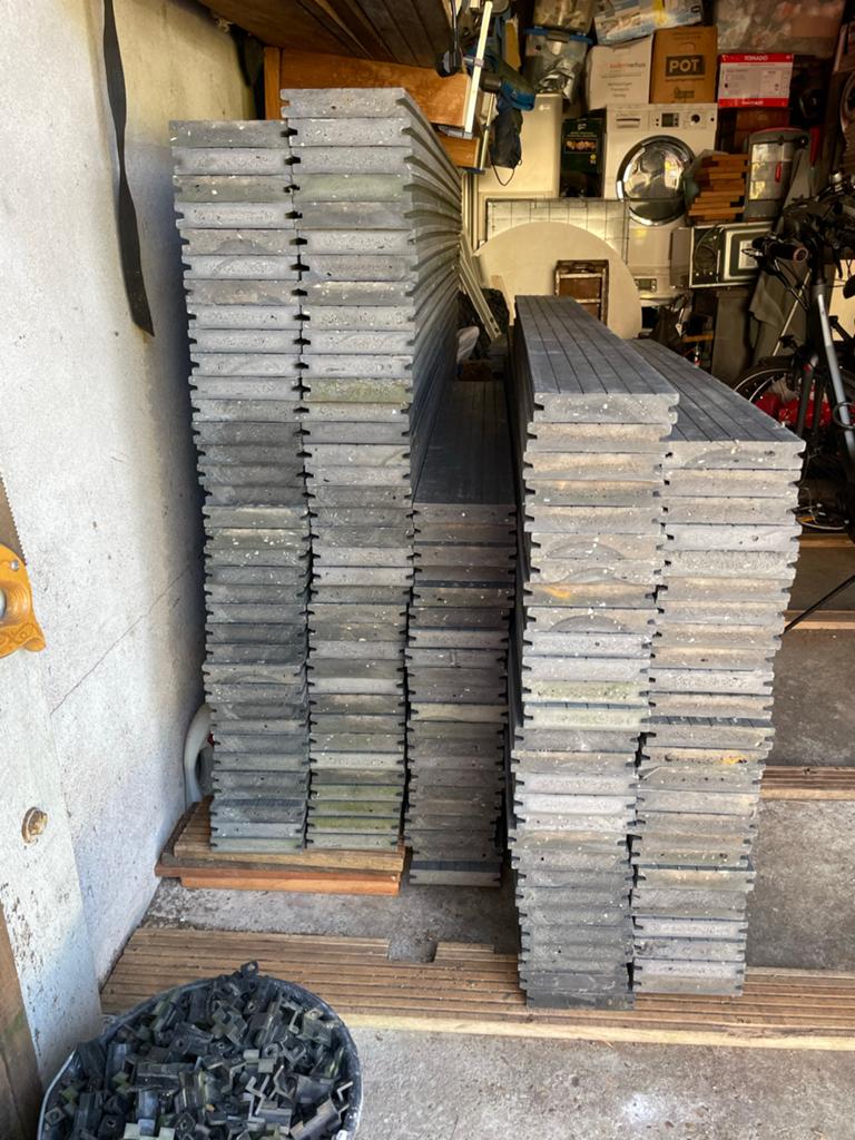 WPC Composiet vlonderplanken terrasplanken massief 34m2, Tuin en Terras, Terrasdelen en Vlonders, Gebruikt, Composiet, Ophalen