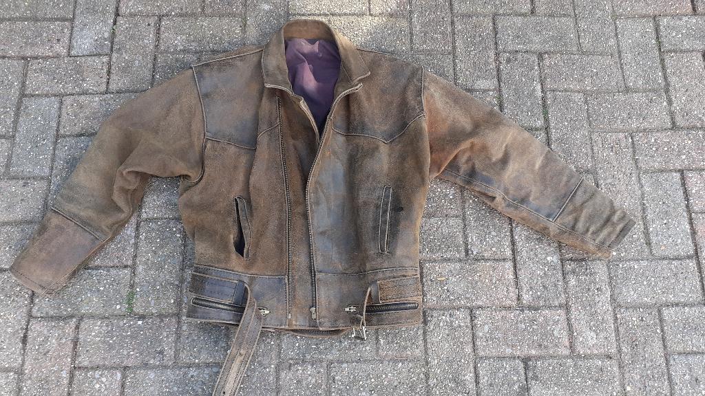 Opa's vintage motorjas, Ophalen of Verzenden, Tweedehands, Heren, Jas | leer