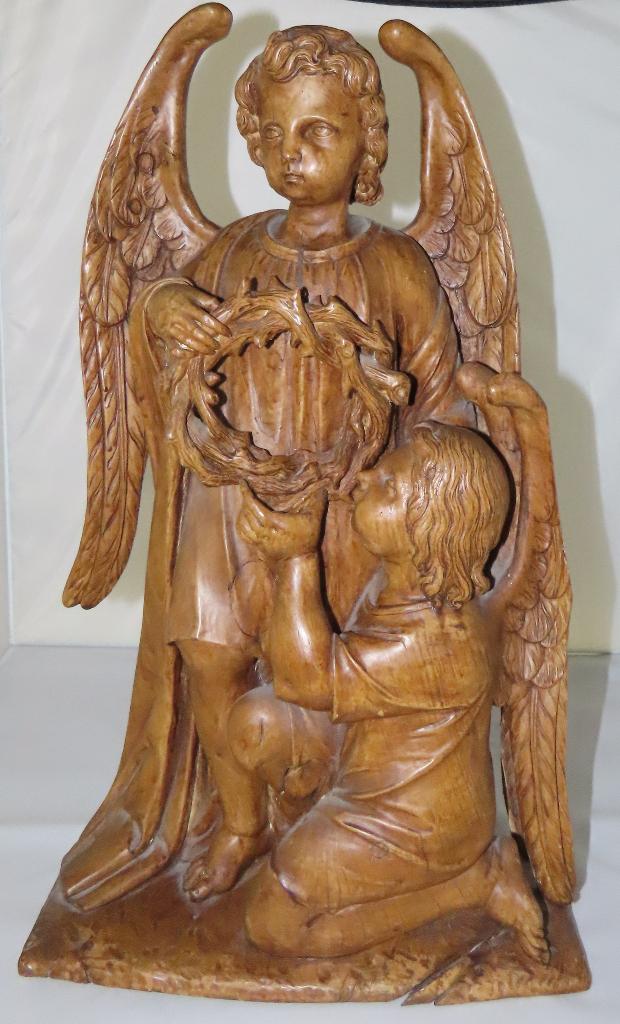 Antiek gesneden houten sculptuur, Doornen kroon van Christus, Houtsnijwerk, Verzenden, 50 - 100 cm, Handgemaakt