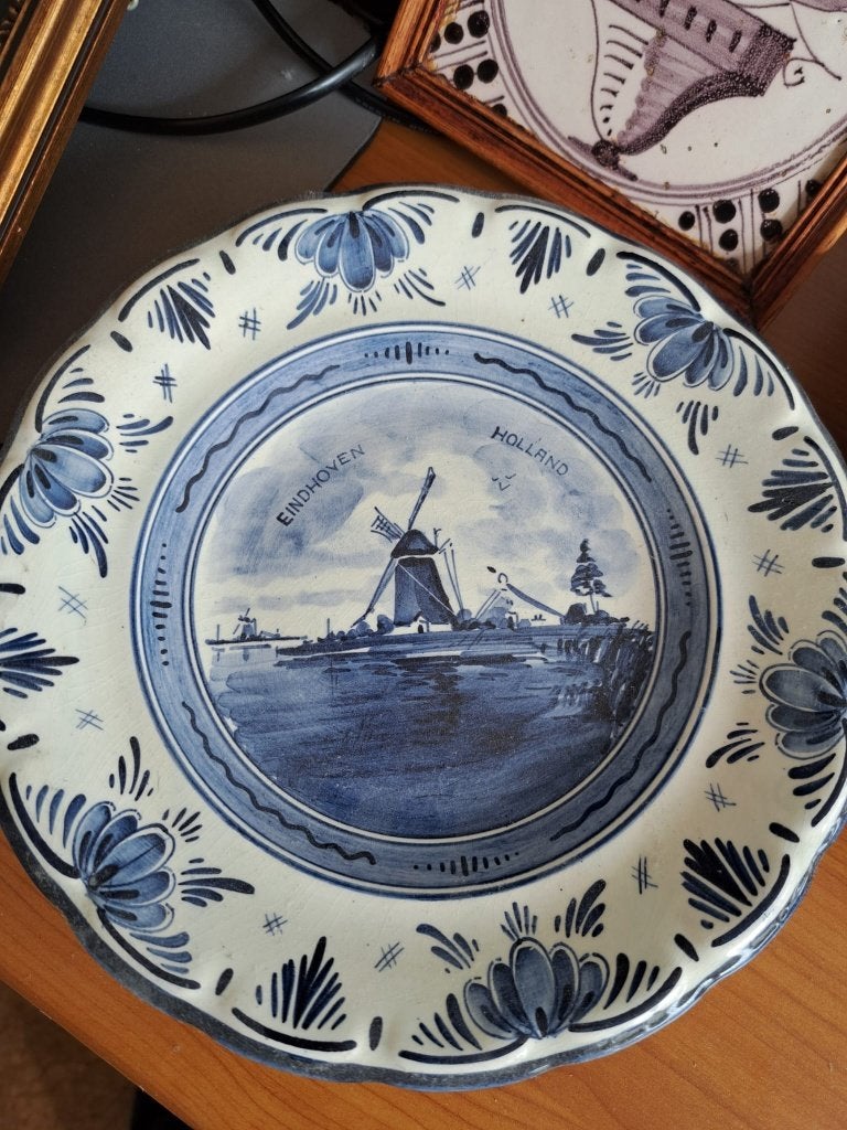 Vintage Delfts blauw wandbord - Eindhoven Holland, Huis en Inrichting, Ophalen, Gebruikt, Vintage, Steen/keramiek