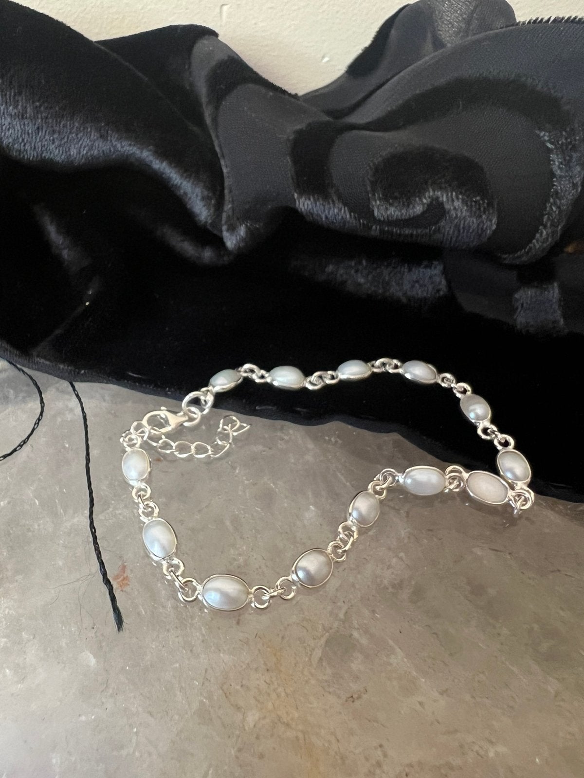 Parel zoetwater zilver beschermt liefde harmonie intuïtie, Met bedels of kralen, Wit, Magnolia11, Nieuw