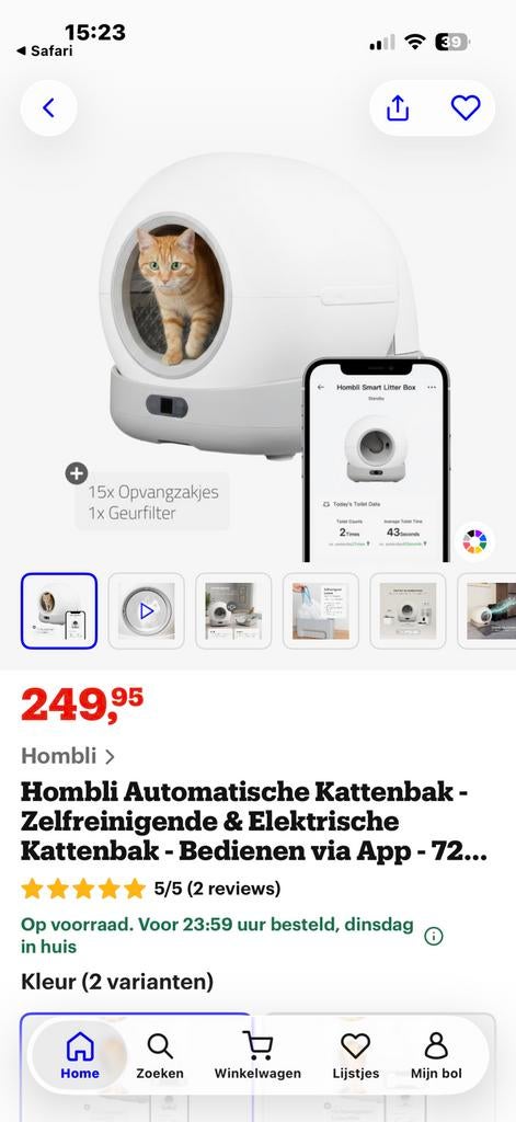 Hombli automatische kattenbak, Ophalen, Zelfreinigend, Zo goed als nieuw