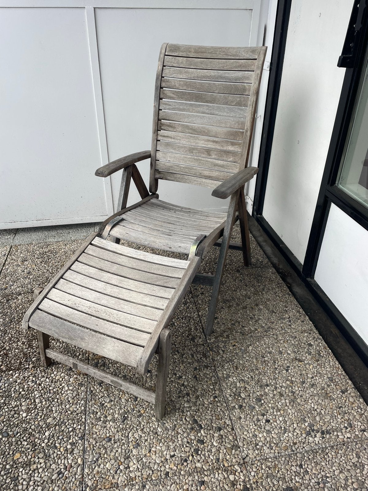 Houten ligstoel met verstelbare rugleuning, Tuin en Terras, Ligbedden, Ophalen, Gebruikt, Hout, Verstelbaar