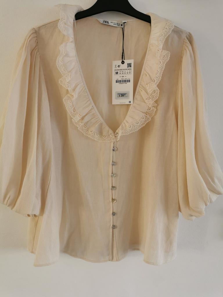 ZARA blouse met volants mt. M, Maat 38/40 (M), Verzenden, Nieuw, Zara