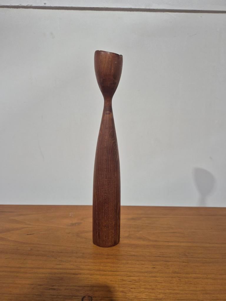 Vintage deense teak houten kandelaar. , Huis en Inrichting, 25 tot 50 cm, Onbekend, Ophalen of Verzenden, Onbekend