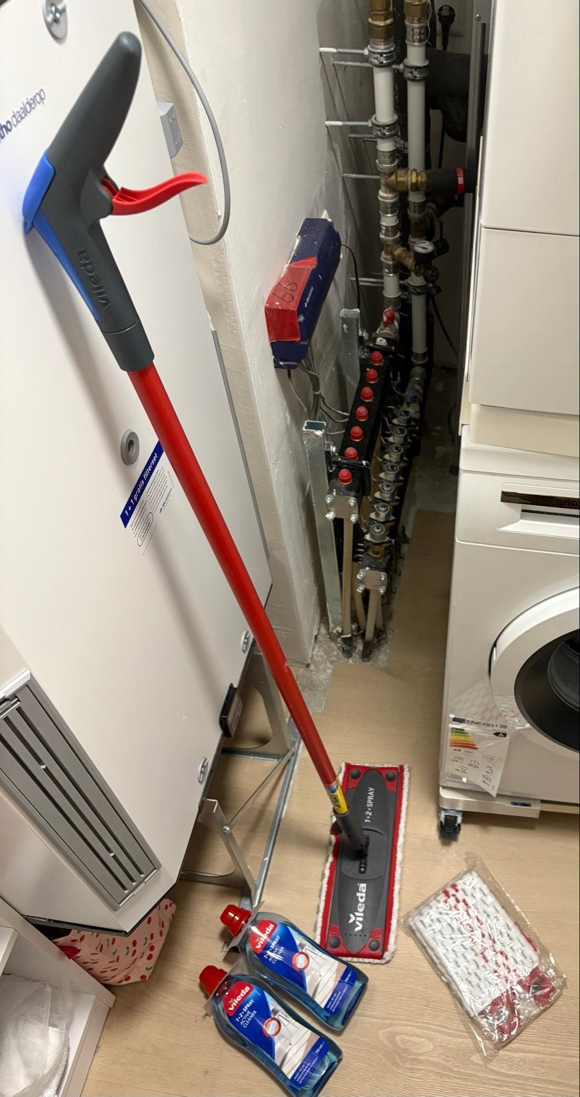 Vileda 1-2 Spray Mop met cleaner en 3 doeken, Ophalen, Mop of Dweil