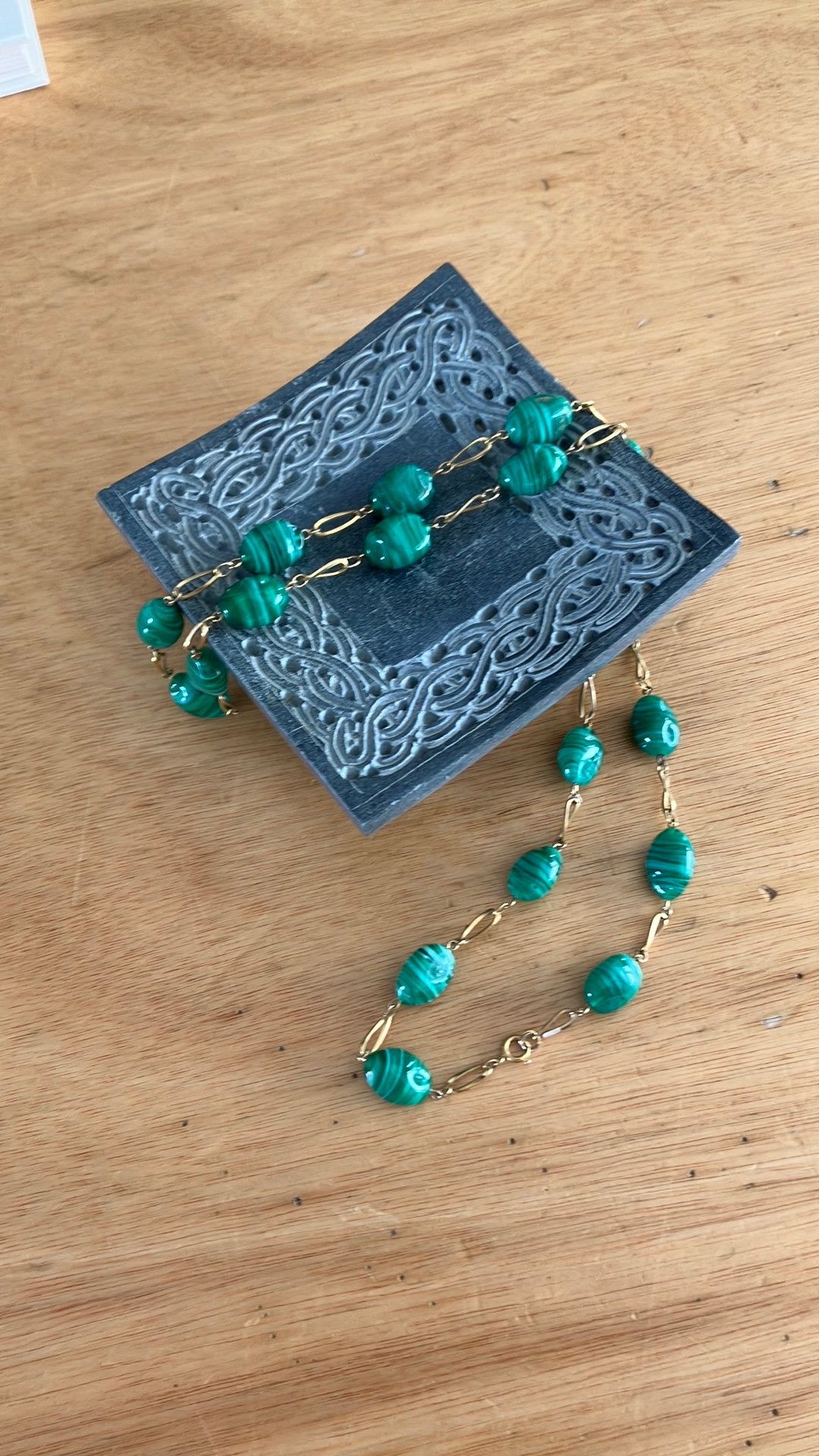 Edelstenen ketting, Malachiet, 40 cm, Sieraden, Tassen en Uiterlijk, Edelstenen, Ophalen of Verzenden, Gebruikt