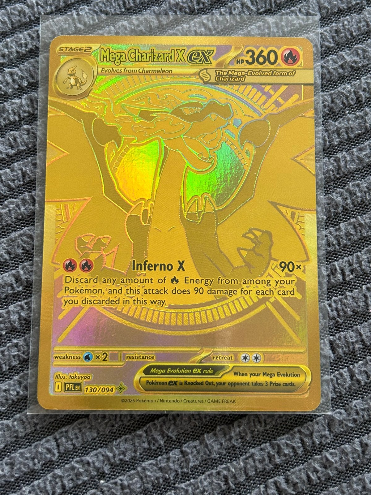 Mega Charizard X PFL 130 Gold, Ophalen of Verzenden, Zo goed als nieuw