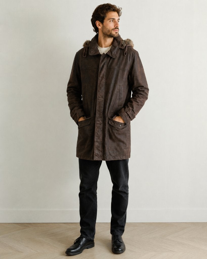Arma Jeans suede trenchcoat met capuchon, Bruin, Maat 48/50 (M), Nieuw, Arma
