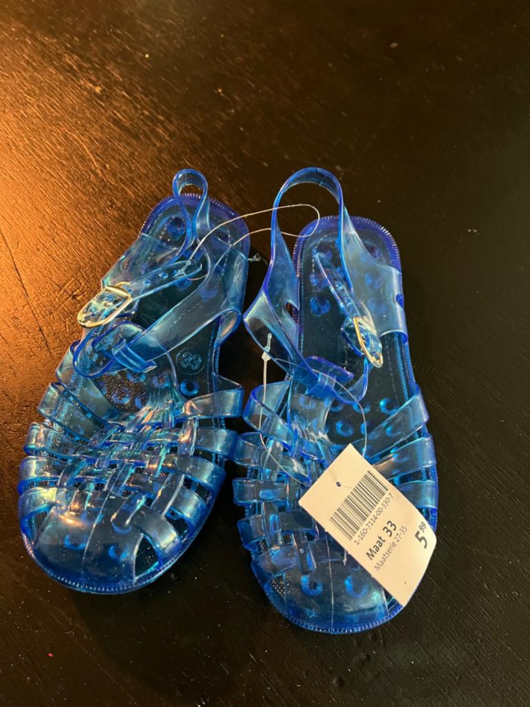 Transparante blauwe waterschoenen maat 33, Kinderen en Baby's, Kinderkleding | Schoenen en Sokken, Ophalen of Verzenden, Nieuw