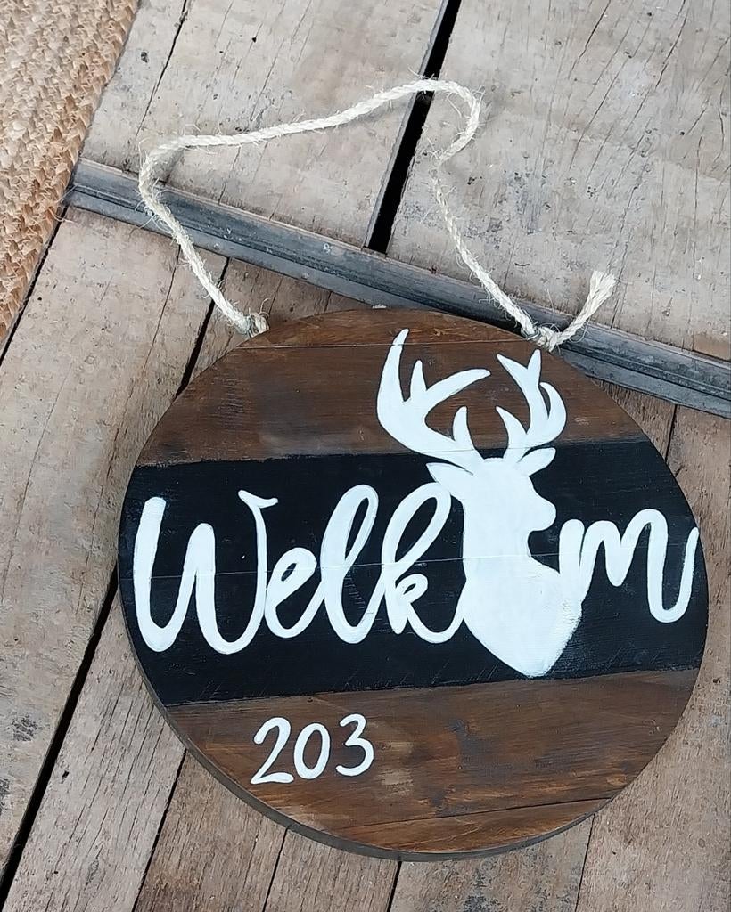 Huisnummer en naambord van hout, Ophalen of Verzenden, Nieuw
