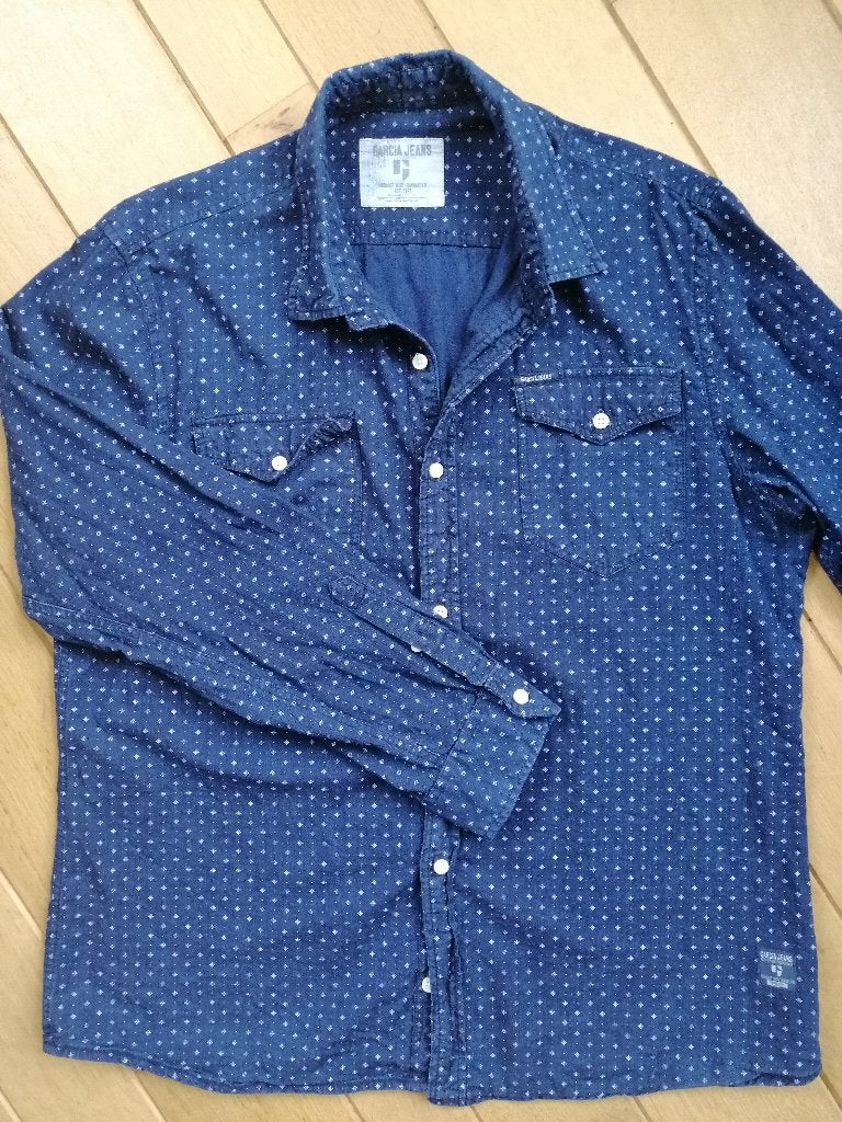 GARCIA Jeans bloes blauw maat XL, Ophalen of Verzenden, Zo goed als nieuw, Halswijdte 43/44 (XL), Blauw