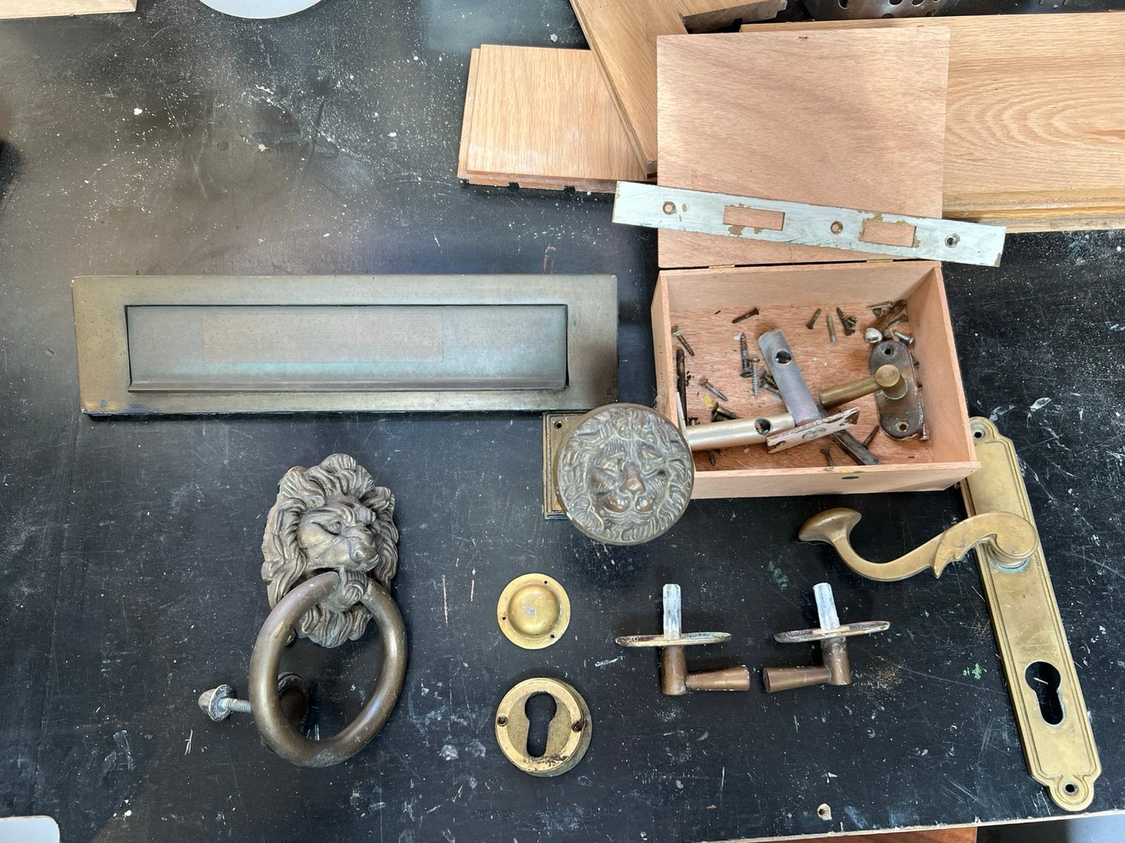 Koper messing voordeur beslag, Ophalen of Verzenden, Gebruikt, Koper of Messing, Klink of Kruk