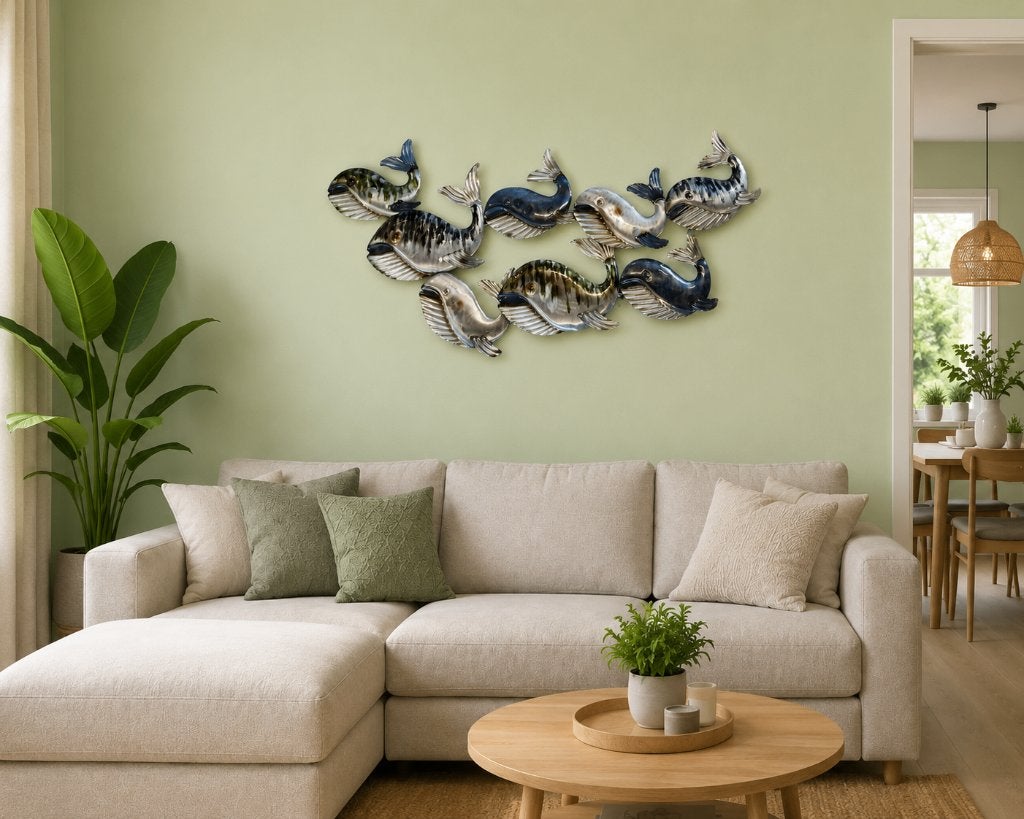 WALVISSEN / wanddecoratie / OPRUIMING, Metaal, 39 cm, Wandhanger, Nieuw