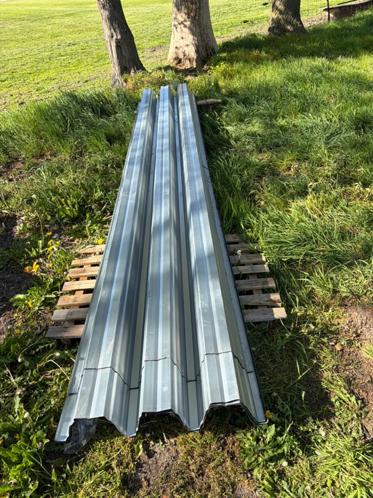 Stalen dakplaten - 6 stuks, diverse lengtes, Dakplaat of Dakpanplaat, Gebruikt, Ophalen of Verzenden, 15 m² of meer