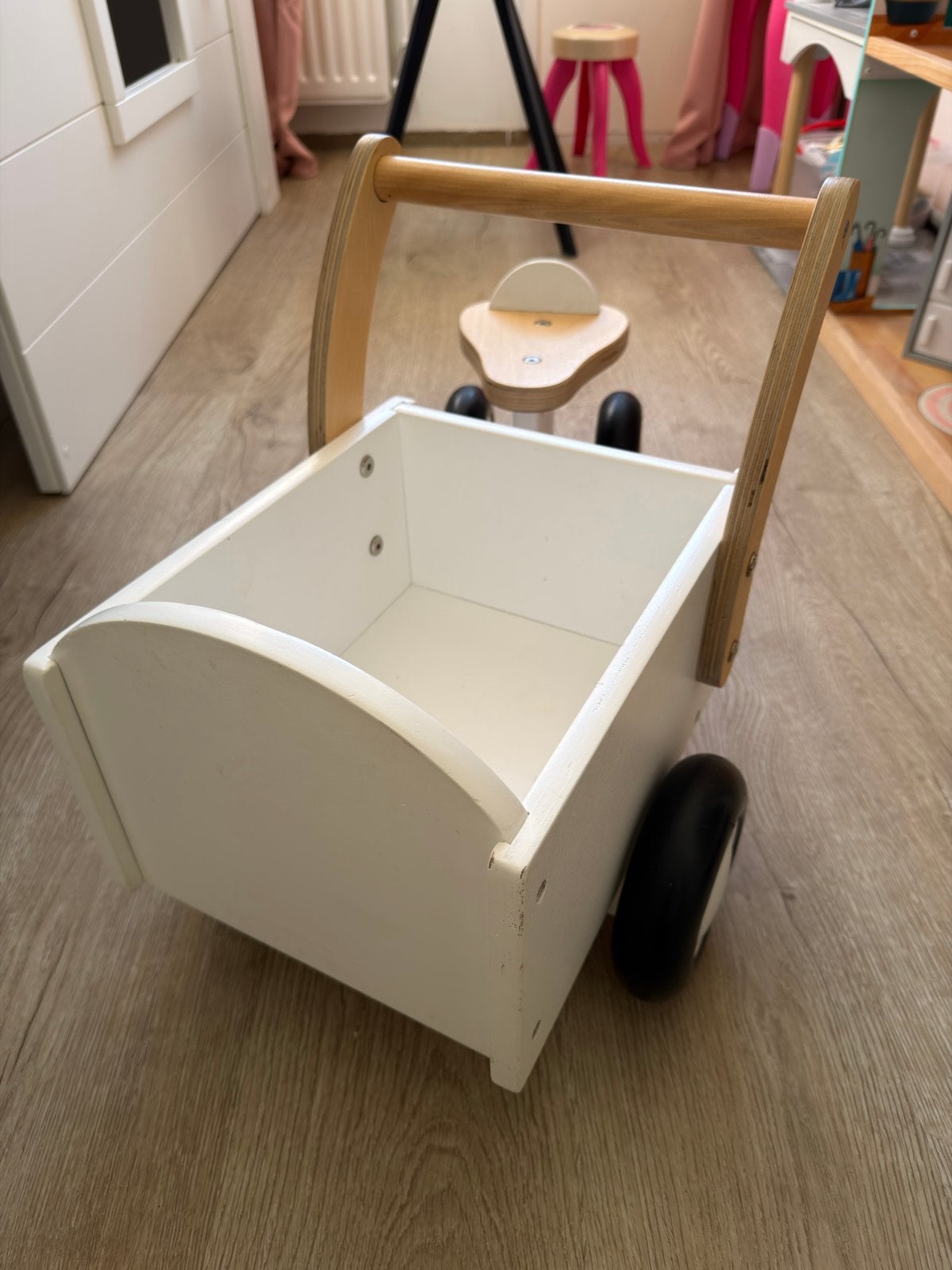 Houten bakfiets little rider white, Ophalen, Gebruikt, Loopfiets