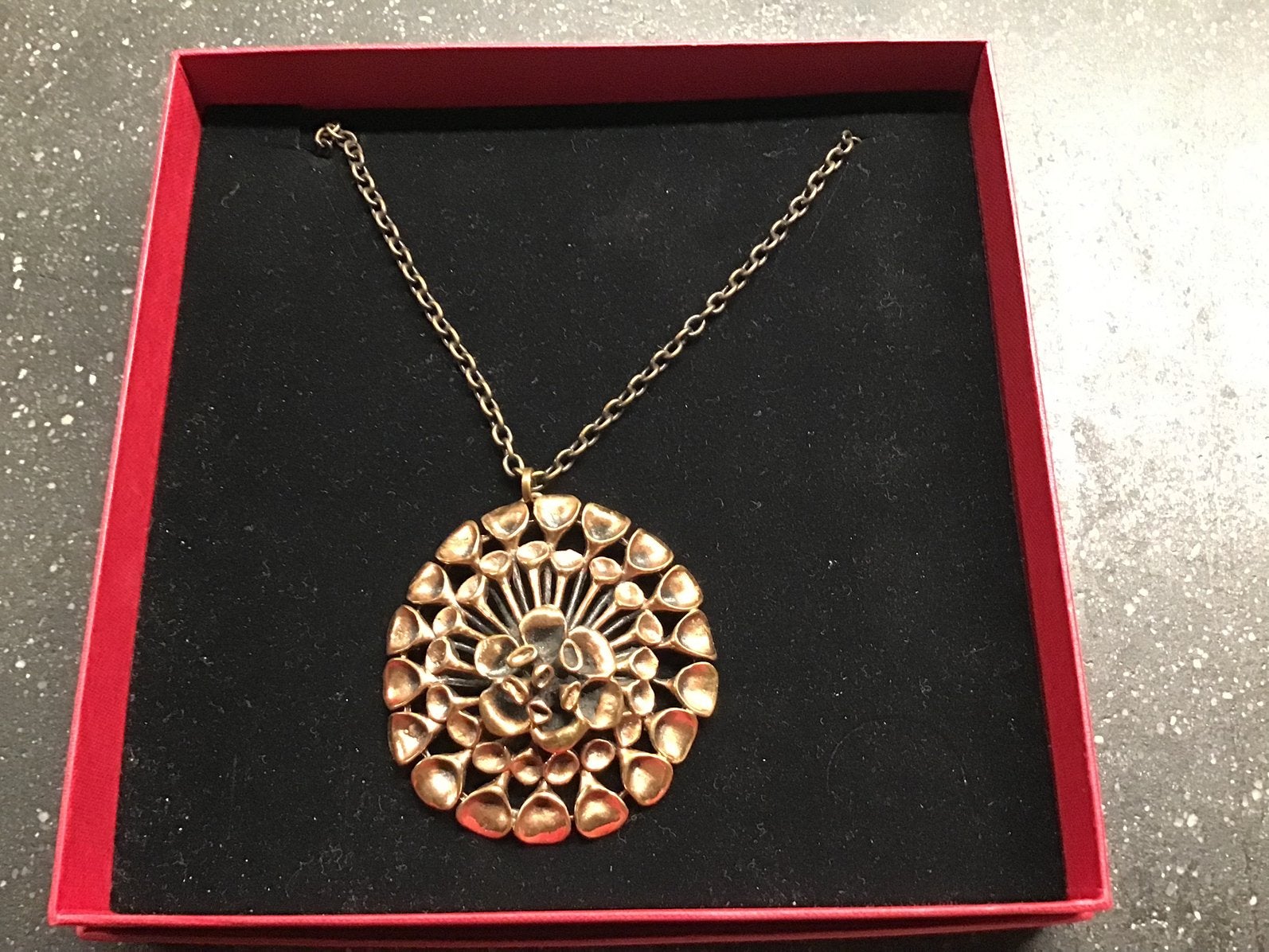 Vintage bronzen ketting Hannuh Ikonen Finland 1970, Ophalen of Verzenden, Zo goed als nieuw, Bruin, Overige materialen