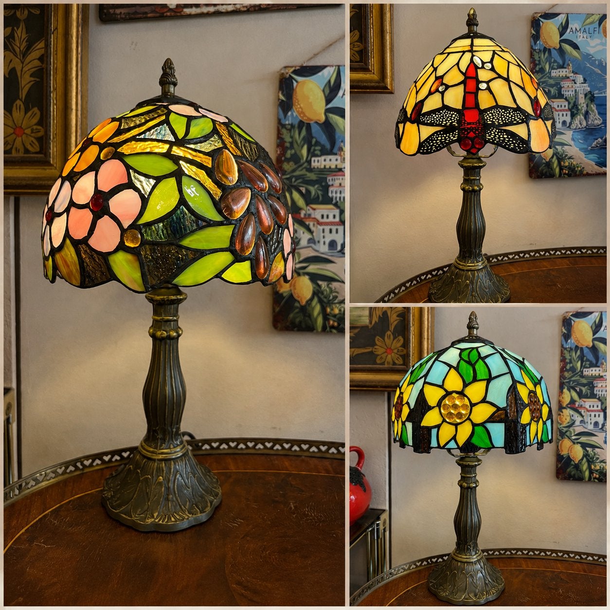 Uitzoeken ! Nu 89,- per stuk echte glas in lood tafellampen, Huis en Inrichting, Baak, Tiffany lamp, Ophalen of Verzenden, Baak