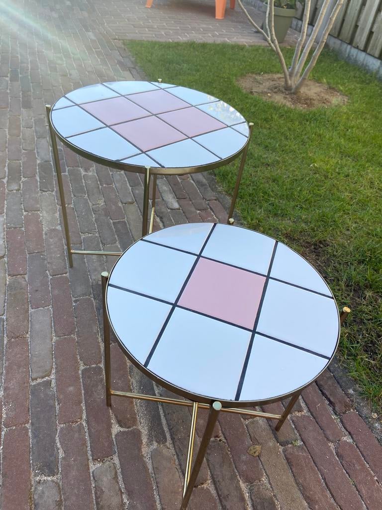 Bijzettafeltjes, Huis en Inrichting, Tafels | Bijzettafels, Minder dan 55 cm, Rond, Zo goed als nieuw, Ophalen