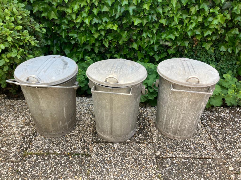 Zinken vuilnisemmers Rotterdam, 40 liter of meer, Ophalen, Zo goed als nieuw, Minder dan 50 cm