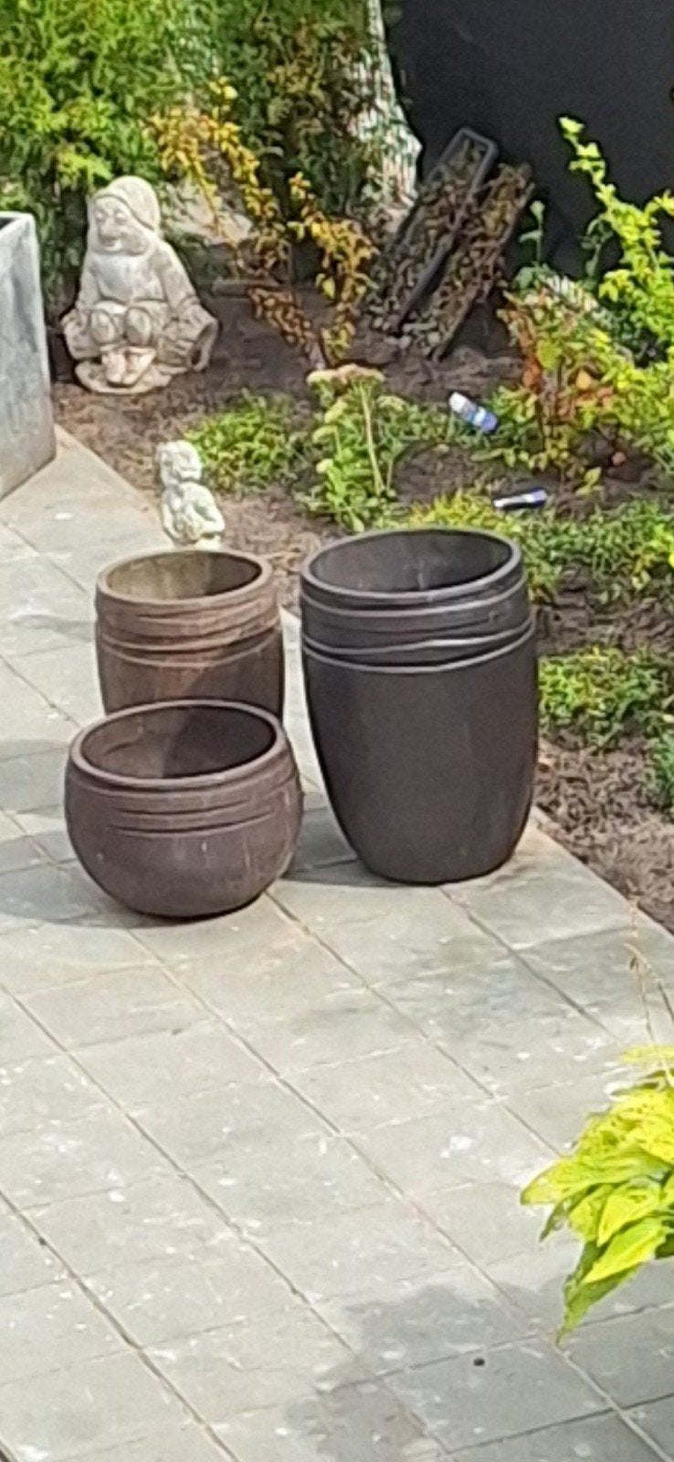 Set van 3 grote/zware, Pottery Pots - Anthena., Ophalen, Rond, Steen, Minder dan 30 cm