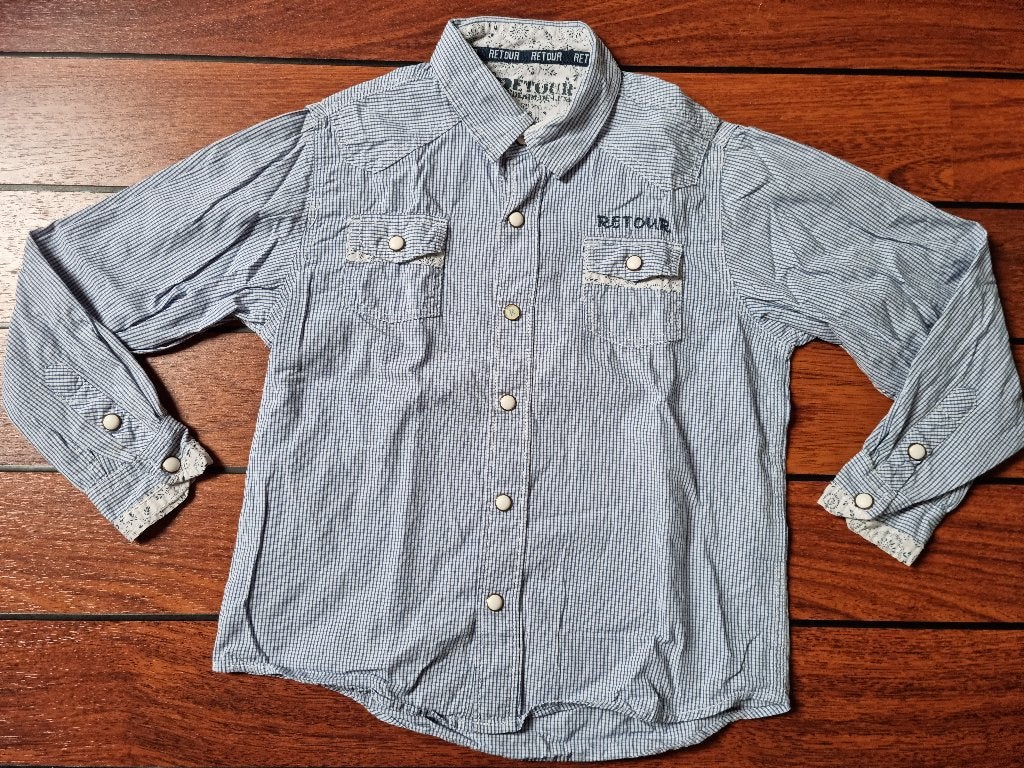 RETOUR blouse overhemd maat 116 ** ERG LEUKE DETAILS **, Gebruikt, Overhemd of Blouse, Ophalen of Verzenden, Jongen
