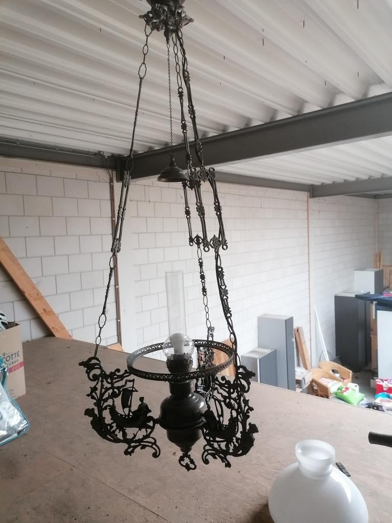 Tinnen schippertje hanglamp, Ophalen
