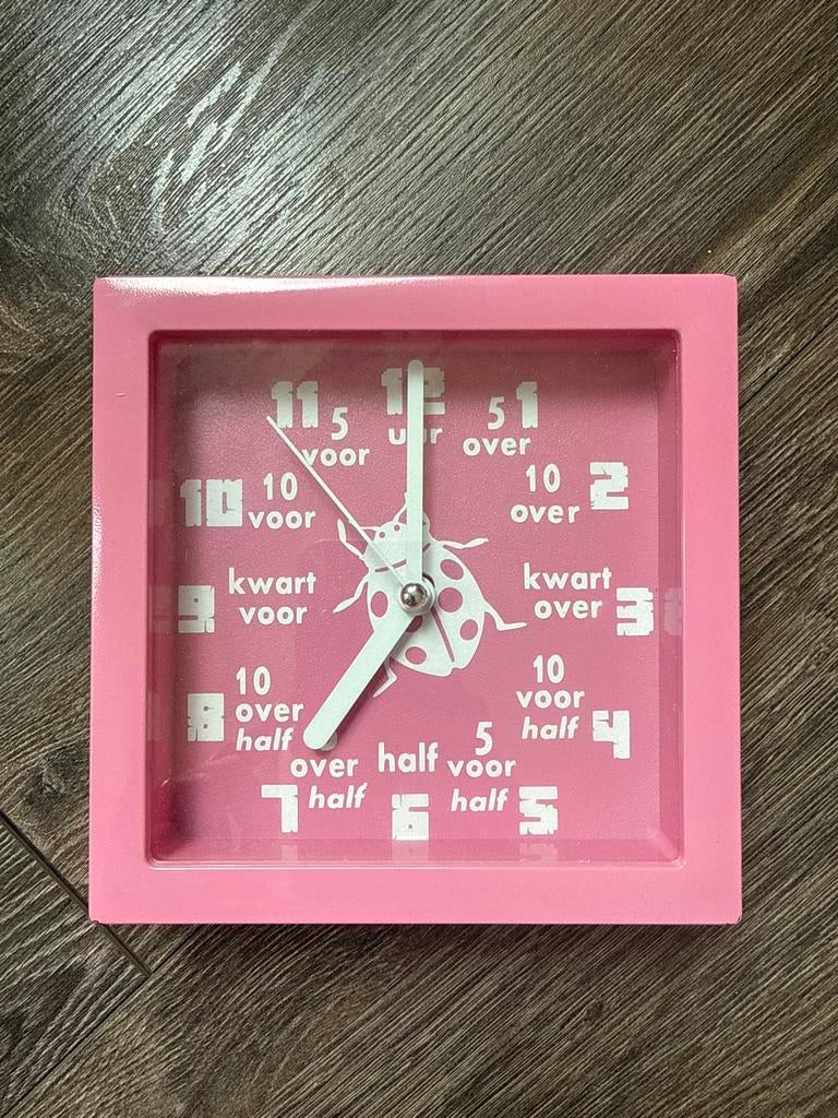 Roze kinderklok met lieveheersbeestje - Leert klokkijken, Ophalen, Gebruikt, Analoog, Staande klok