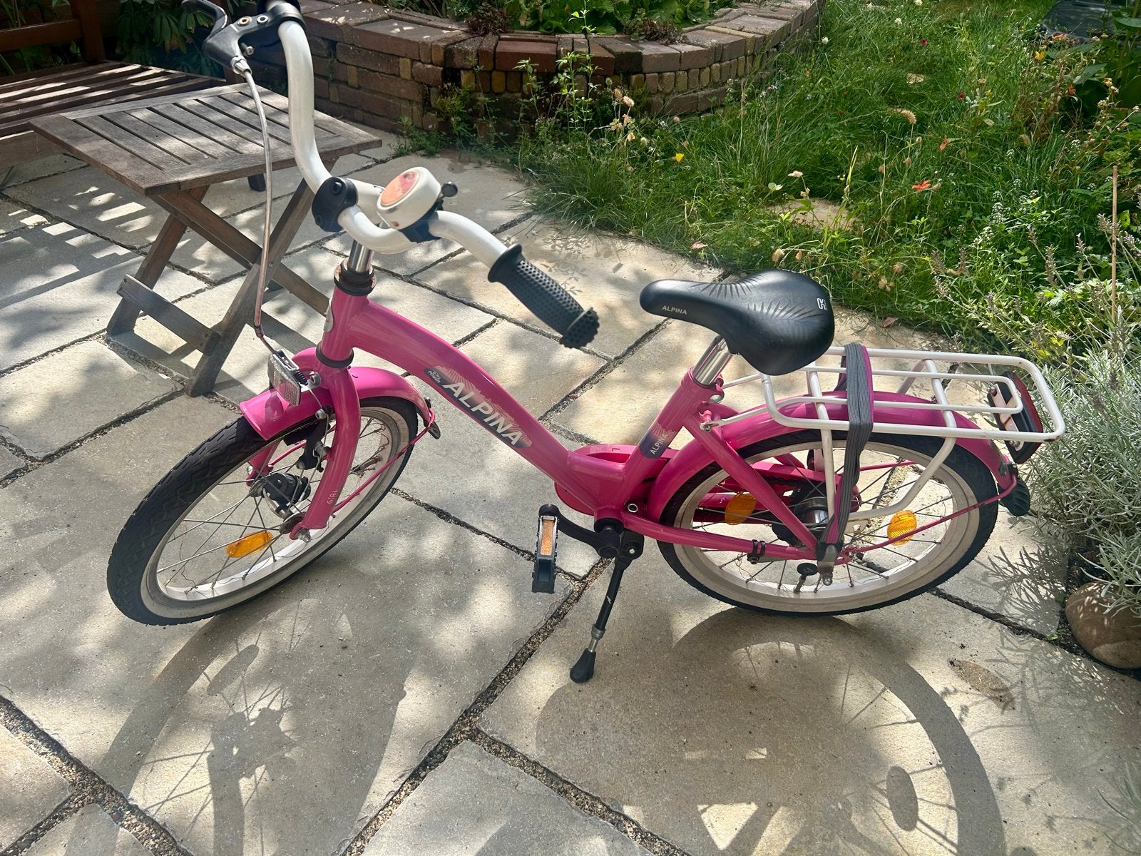 Alpina kinderfiets roze - 18 inch, Ophalen, Gebruikt, Terugtraprem, 16 tot 20 inch