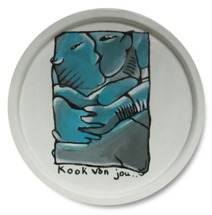 schilderij Ode aan Herman Brood 38cm doorsnede, Huis en Inrichting, Woonaccessoires | Schilderijen, Tekeningen en Foto's, Zo goed als nieuw