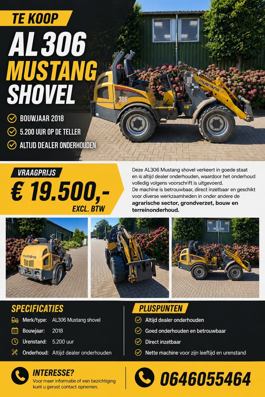 Mustang shovel, Ophalen, Wiellader of Shovel