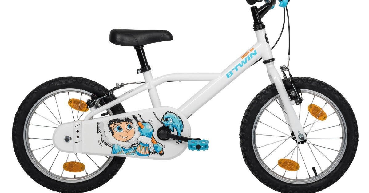 Kinderfiets Btwin 16 inch - Wit/Blauw, Fietsen en Brommers, Fietsen | Kinderfietsjes, Ophalen, Terugtraprem, 16 tot 20 inch, Zo goed als nieuw