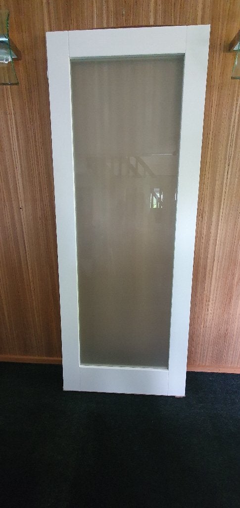Mooie binnendeur, met wit hout en melkglas, nieuw, stomp, Doe-het-zelf en Verbouw, Deuren en Horren, Ophalen, 80 tot 100 cm, Binnendeur