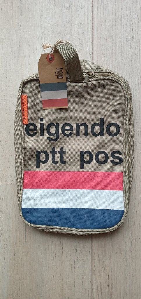 PTT Post toilettas make-up tas handtas reistas - kleur kaki, Verzenden, Nieuw, Beige, Heer of Dame
