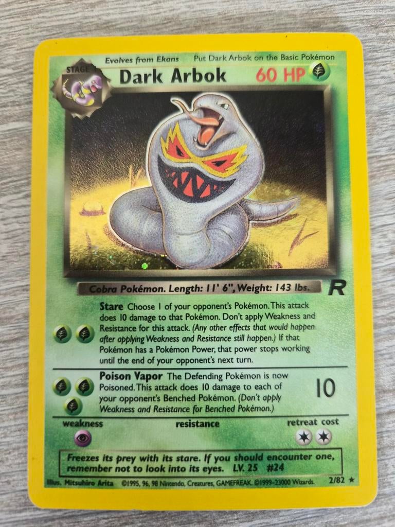 Dark Arbok holo team rocket, Ophalen of Verzenden, Gebruikt, Losse kaart, Foil