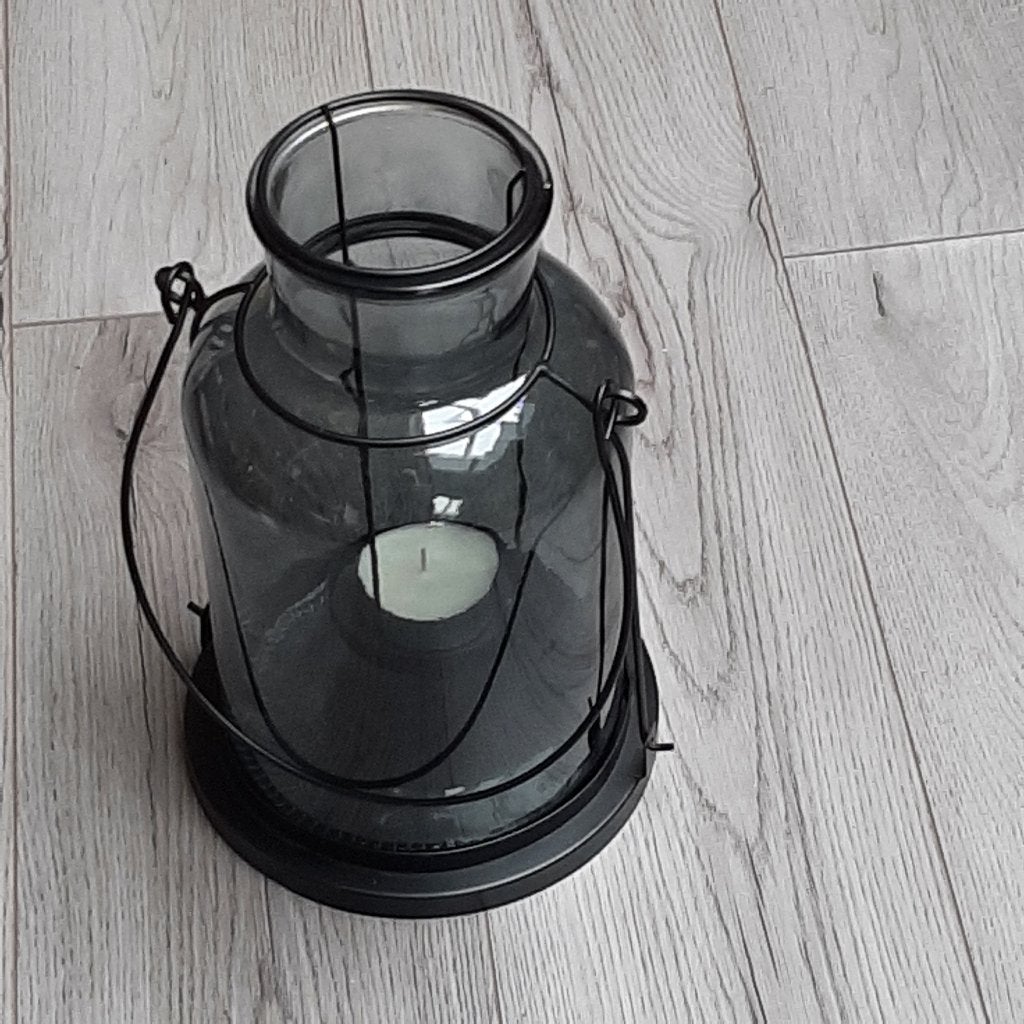 Windlicht glas met waxinelicht, 32 cm. hoog, Ophalen, Zo goed als nieuw, Overige materialen, 25 tot 50 cm