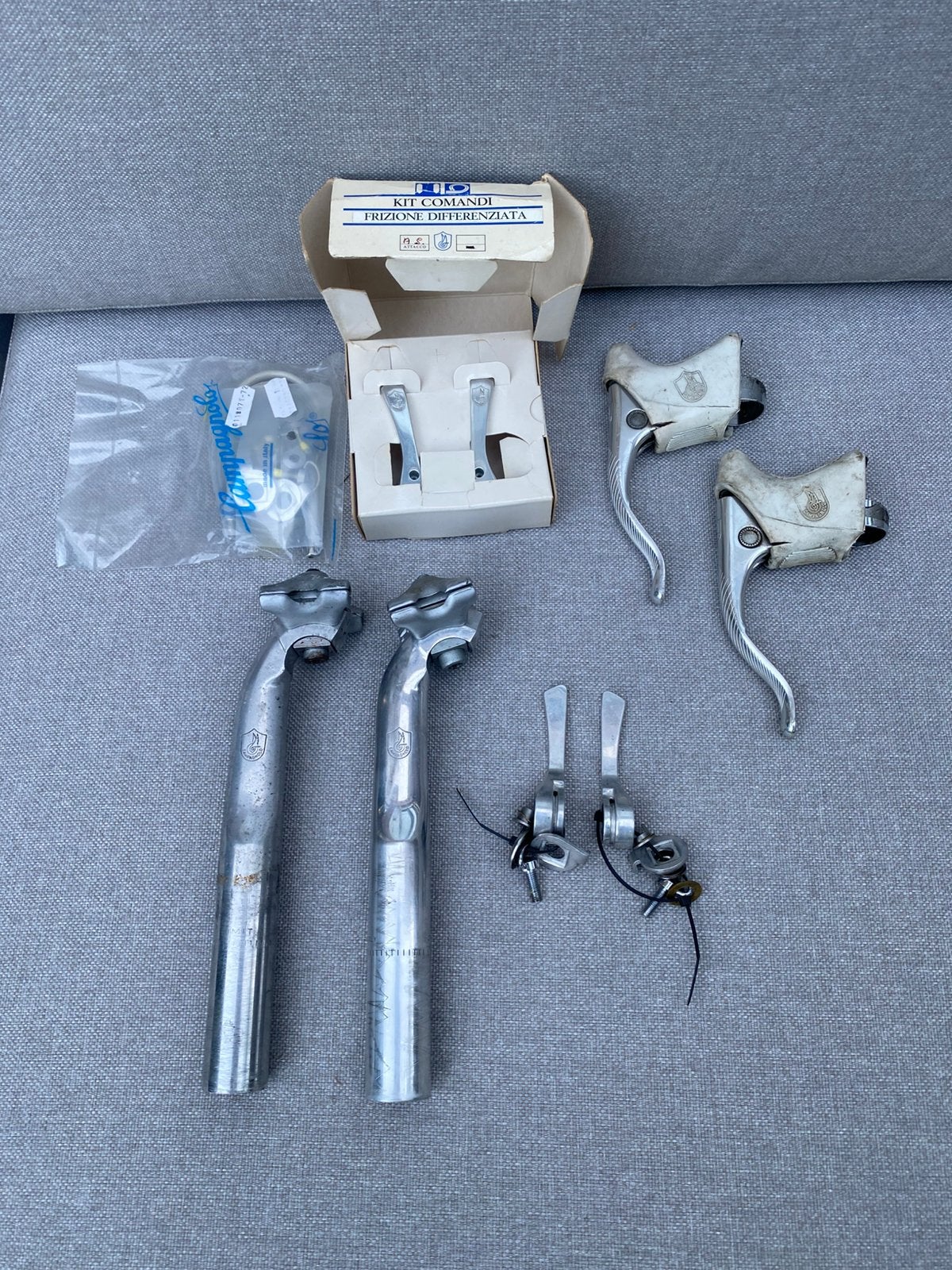 NOS Campagnolo shifters, c-record zadelpen 27.2 en remgrepen, Ophalen, Gebruikt