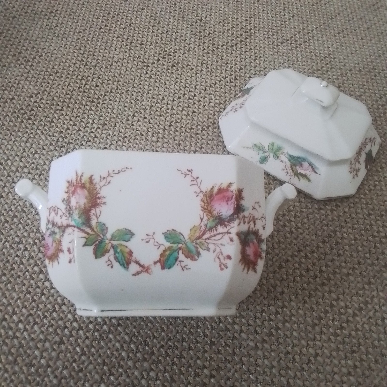 Oude Franse suikerpot met roosjes, Ophalen of Verzenden