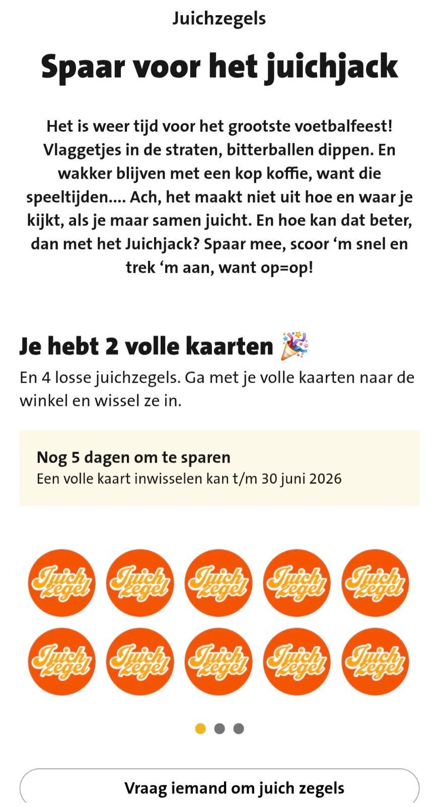 Te koop: 2x volle kaart en 4 losse zegels JuichJack digitaal, Jumbo, Ophalen