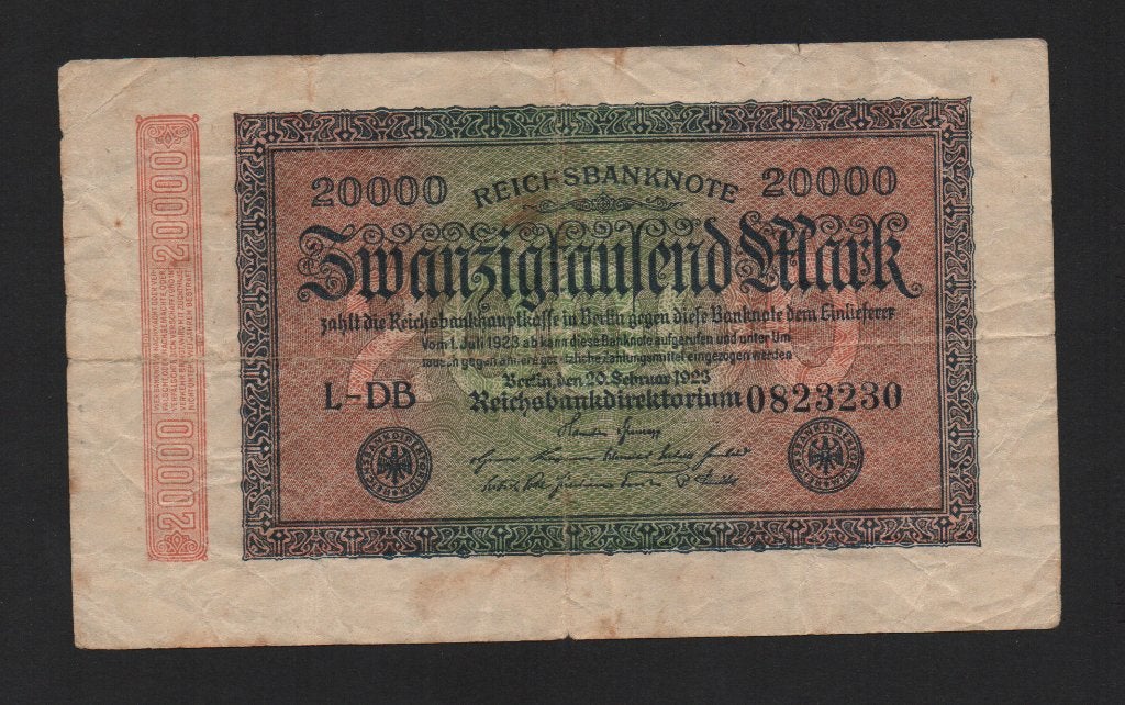 Duitsland 20000 Mark Bankbiljet 1923 Zeer Fraai Biljet, Postzegels en Munten, Bankbiljetten | Europa | Niet-Eurobiljetten, Ophalen of Verzenden
