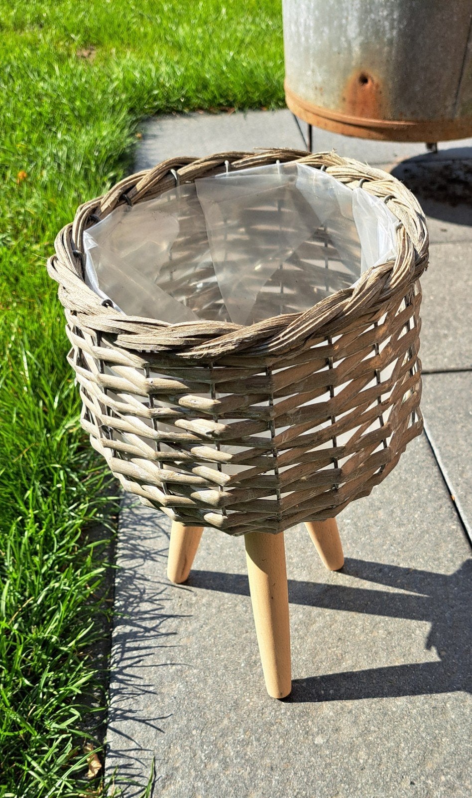bloempot op pootjes, Ophalen, Rond, Hout, Minder dan 30 cm