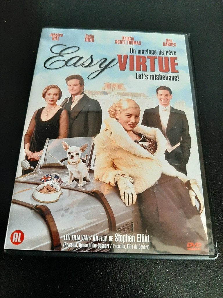 Easy virtue, Jessica Biel, Colin Firth, K. Scott Thomas!, Alle leeftijden, Ophalen of Verzenden, Gebruikt, Overige genres