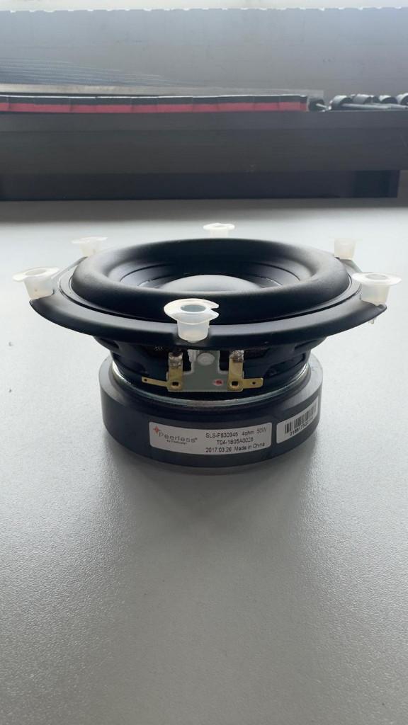 2x Peerless by Tymphany SLS-P830945 Subwoofer, Audio, Tv en Foto, Luidsprekers, Zo goed als nieuw, 120 watt of meer, Front, Rear of Stereo speakers