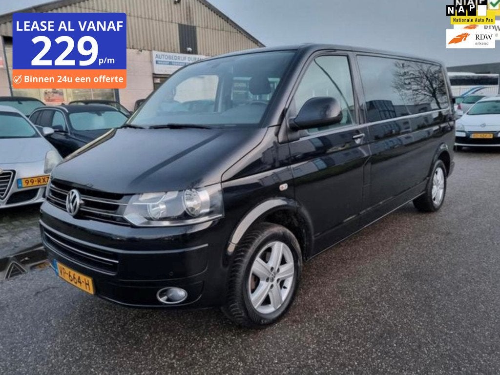 Volkswagen Transporter 2.0 TDI L2H1 DC 140pk Aut. Airco Bj:2, Euro 5, Gebruikt, Zwart, 4 cilinders